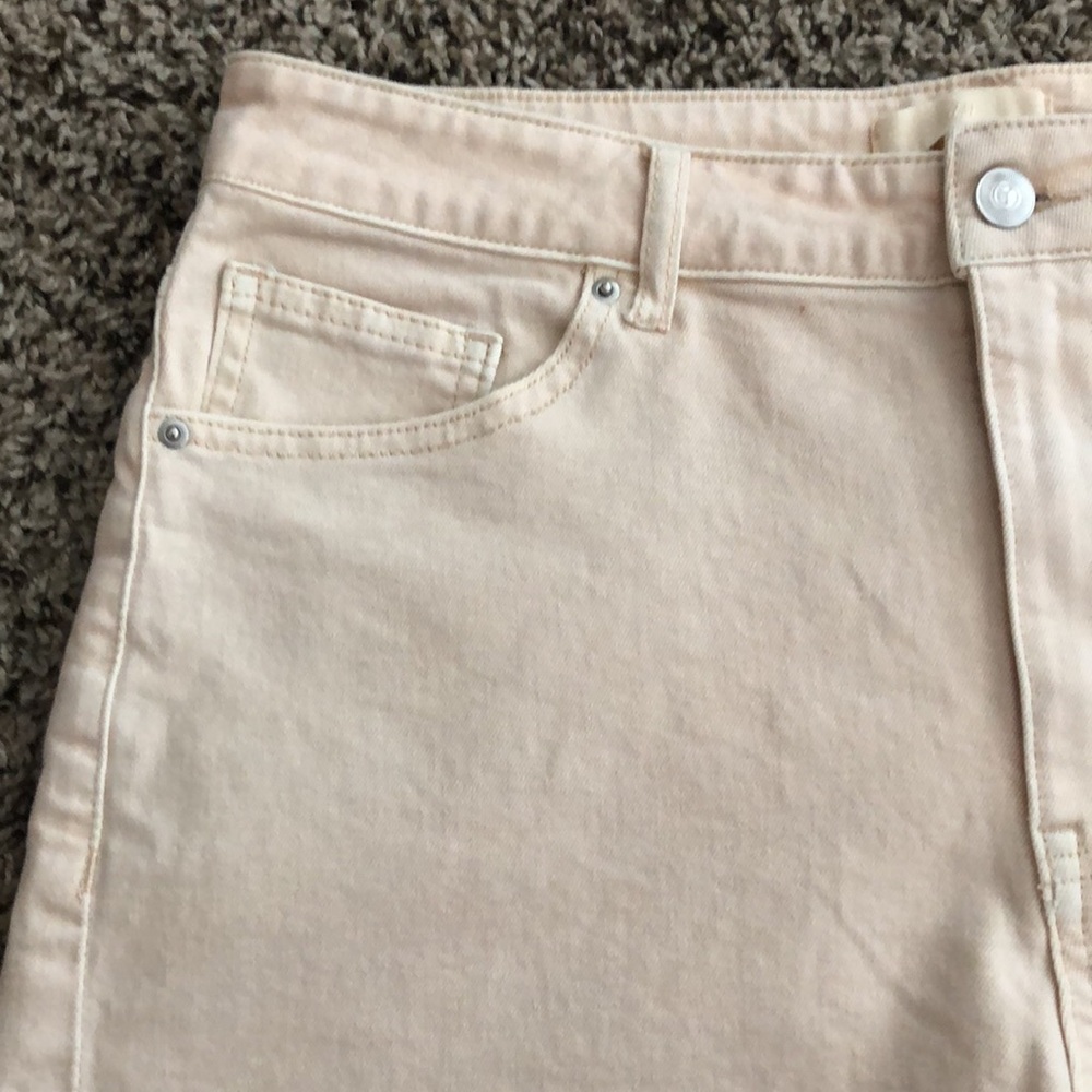 H&M Jean Shorts High Waist SZ 10 Cream Beige Tan - Picture 2 of 9